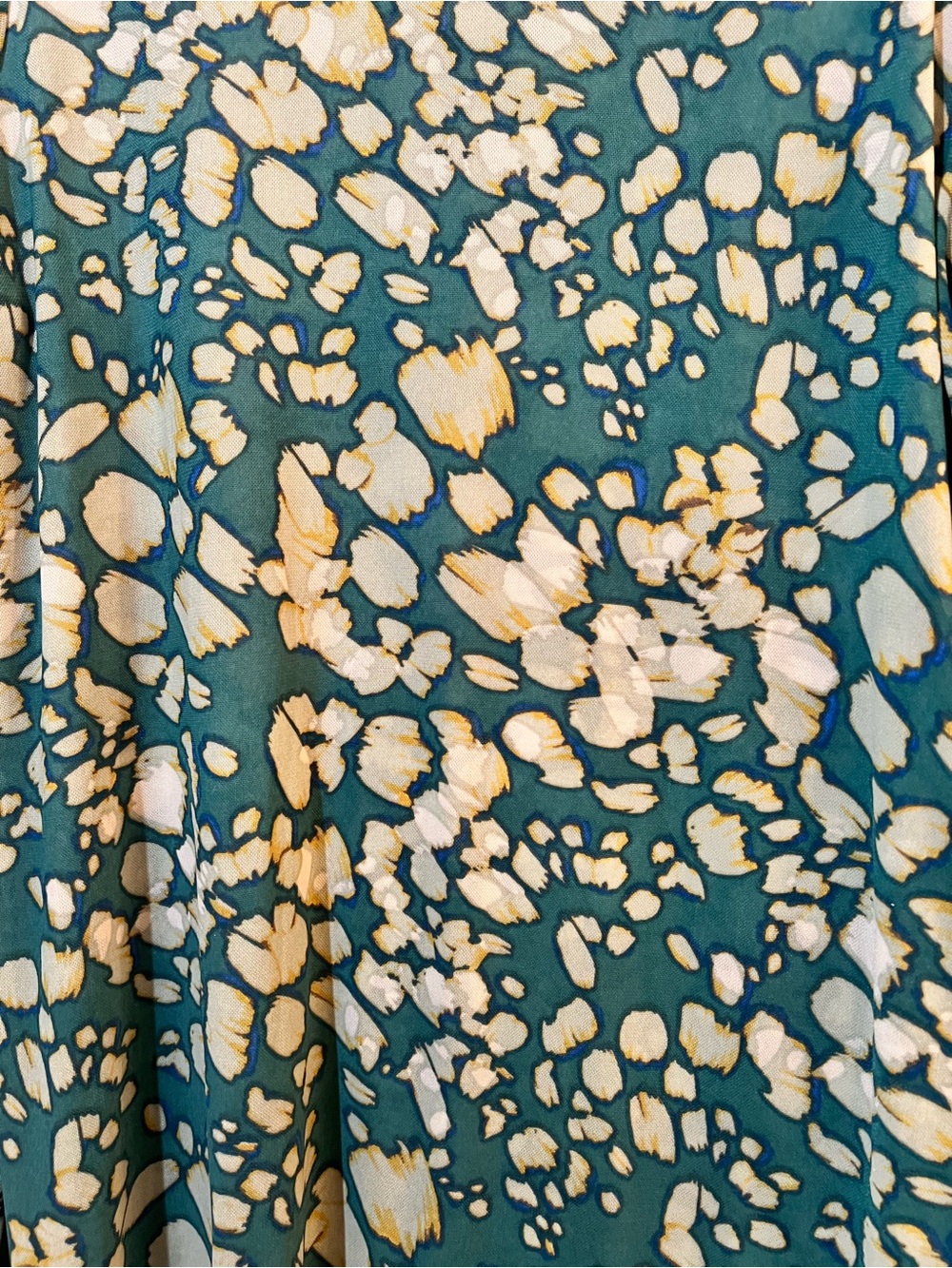 🦋 NWOT LOGO Layers by Lori Goldstein Teal and Cream Long-Sleeve Printed Top L - Picture 3 of 5